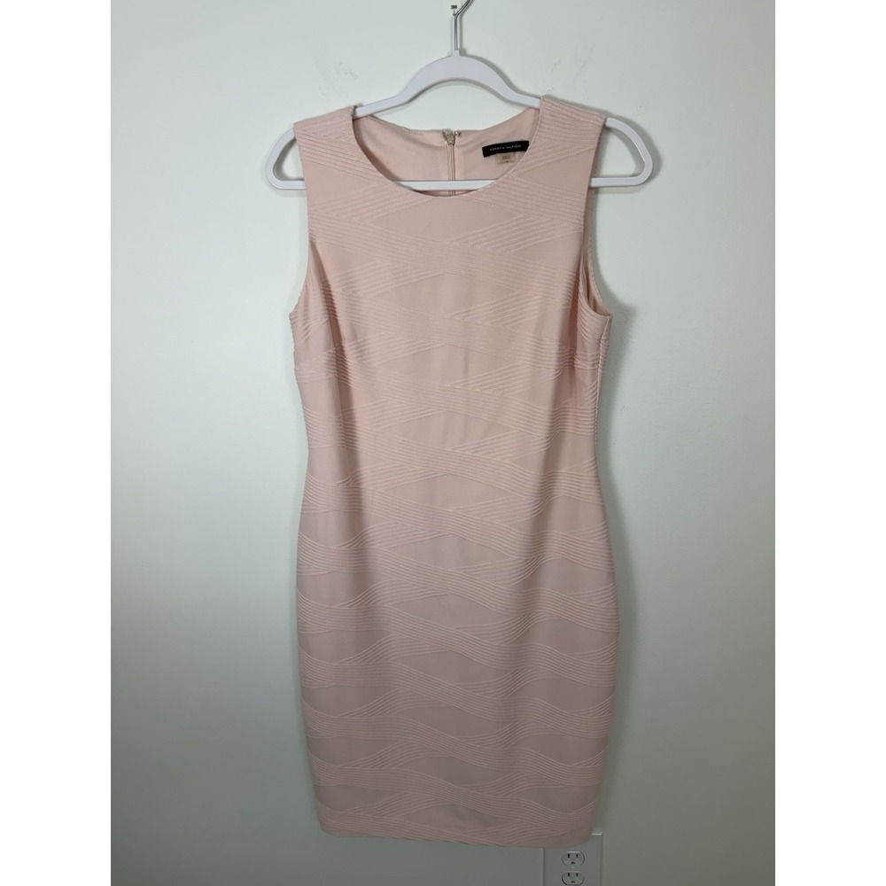 Tommy Hilfiger Blush Pink Shift Dress Size 10 Bodycon Cocktail Wedding Career